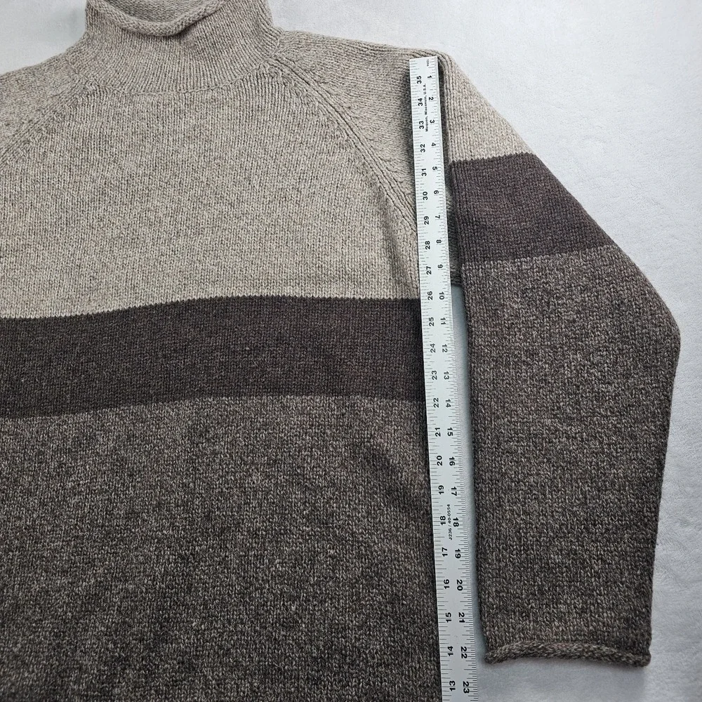Vtg Driving Force Sweater Lambs Wool Knit Striped Mens XL Roll Neck 90s Striped